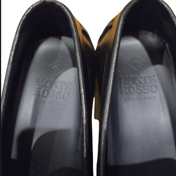 Monte Rosso Black Leather Loafers with Silver Hardware